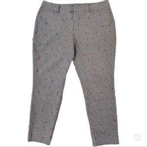 Worthington woman 14w black & white checkered pants with tiny flowers